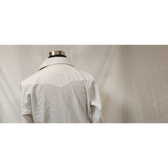 Pan Handle Slim Mens 16-34 Beige Stripe Dots Long Sleeve Button Up Western Shirt - Picture 9 of 12